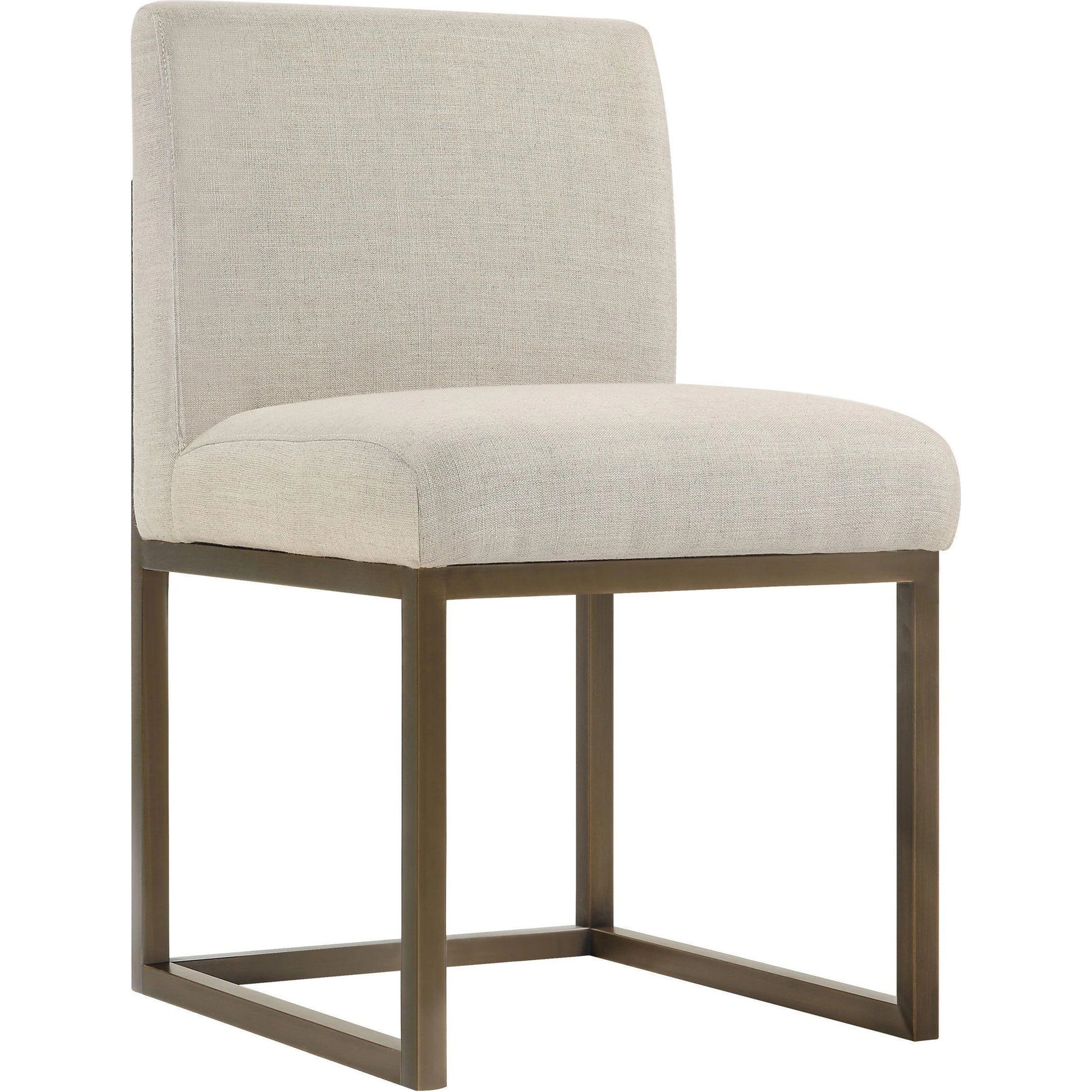 Haute Linen Chair by TOV Furniture in beige. Made from linen in a modern style.