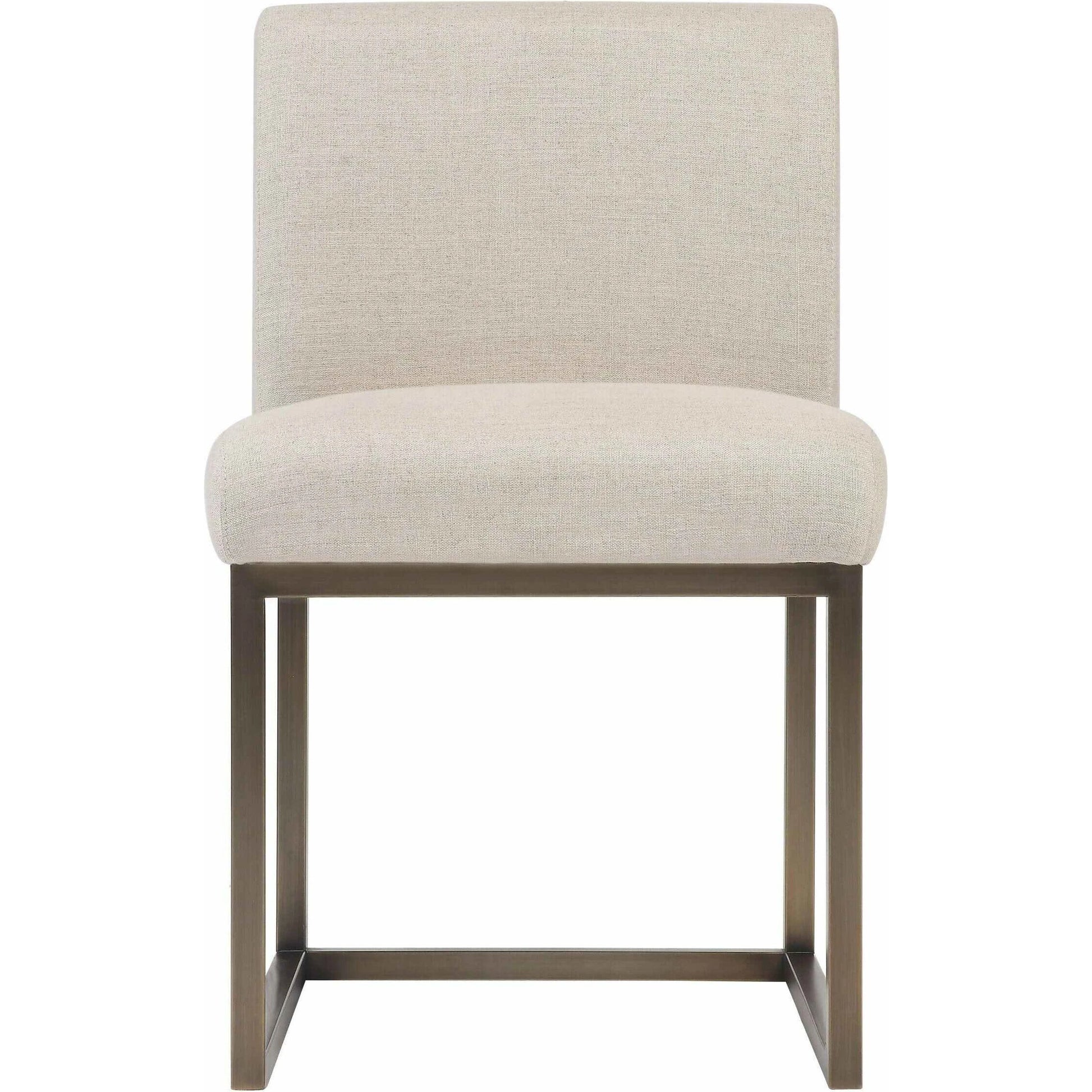 Haute Linen Chair by TOV Furniture in beige. Made from linen in a modern style.