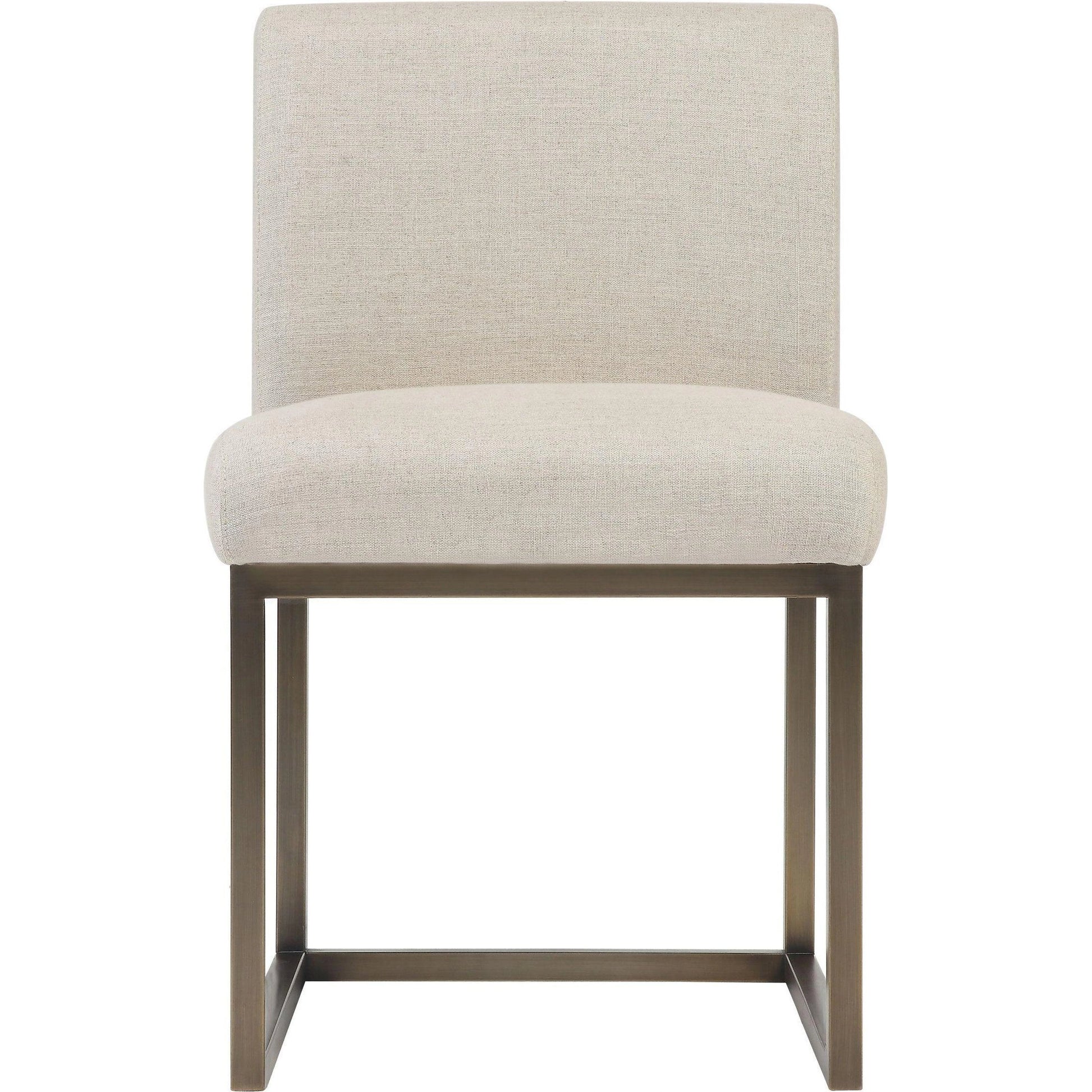 Haute Linen Chair by TOV Furniture in beige. Made from linen in a modern style.