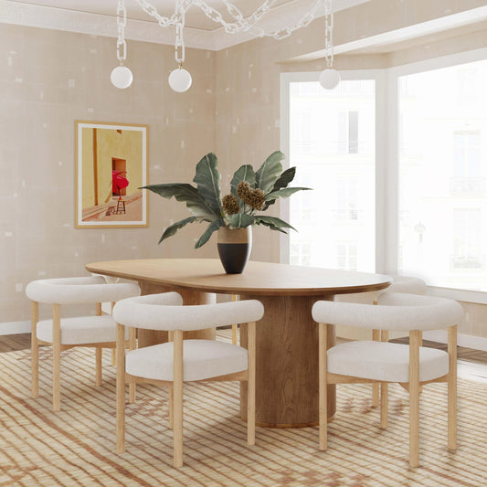 Brandy Ash Wood Oval Dining Table by TOV Furniture in natural. Made from ash veneer, mdf, plywood, wood in a modern style.