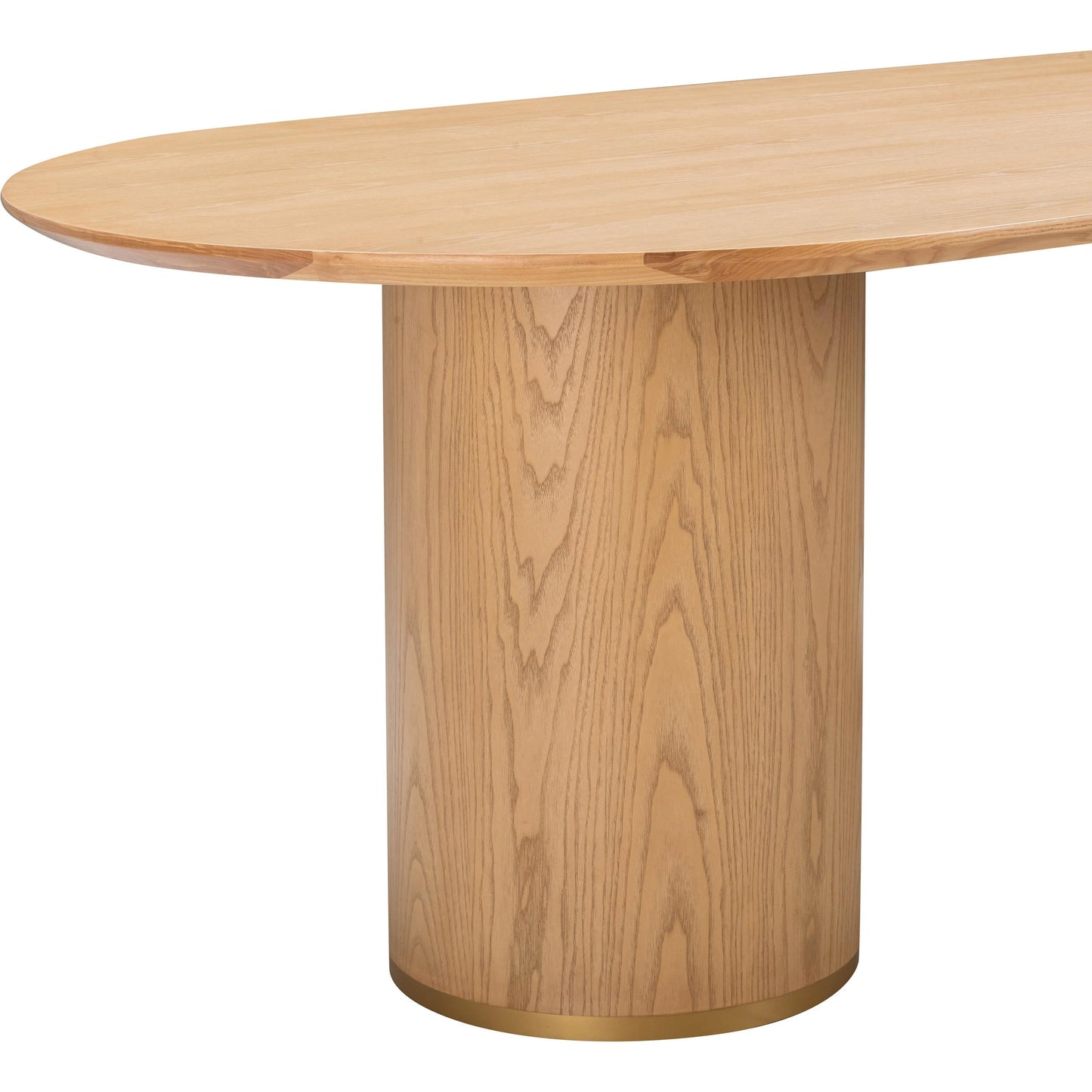 008 SI-1984144 | Closeup | Brandy Ash Wood Oval Dining Table by TOV Furniture in natural. Made from ash veneer, mdf, plywood, wood in a modern style.