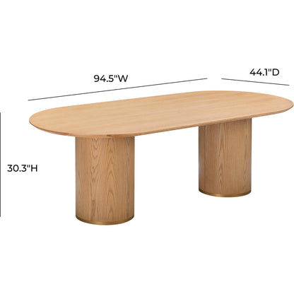 Brandy Ash Wood Oval Dining Table by TOV Furniture in natural. Made from ash veneer, mdf, plywood, wood in a modern style.
