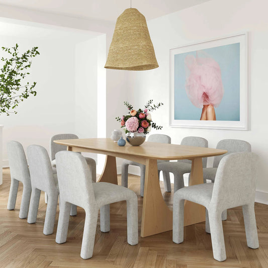 Cybill Ash 79" Rectangular Dining Table by TOV Furniture in natural. Made from mdf, veneer, wood in a unique style.