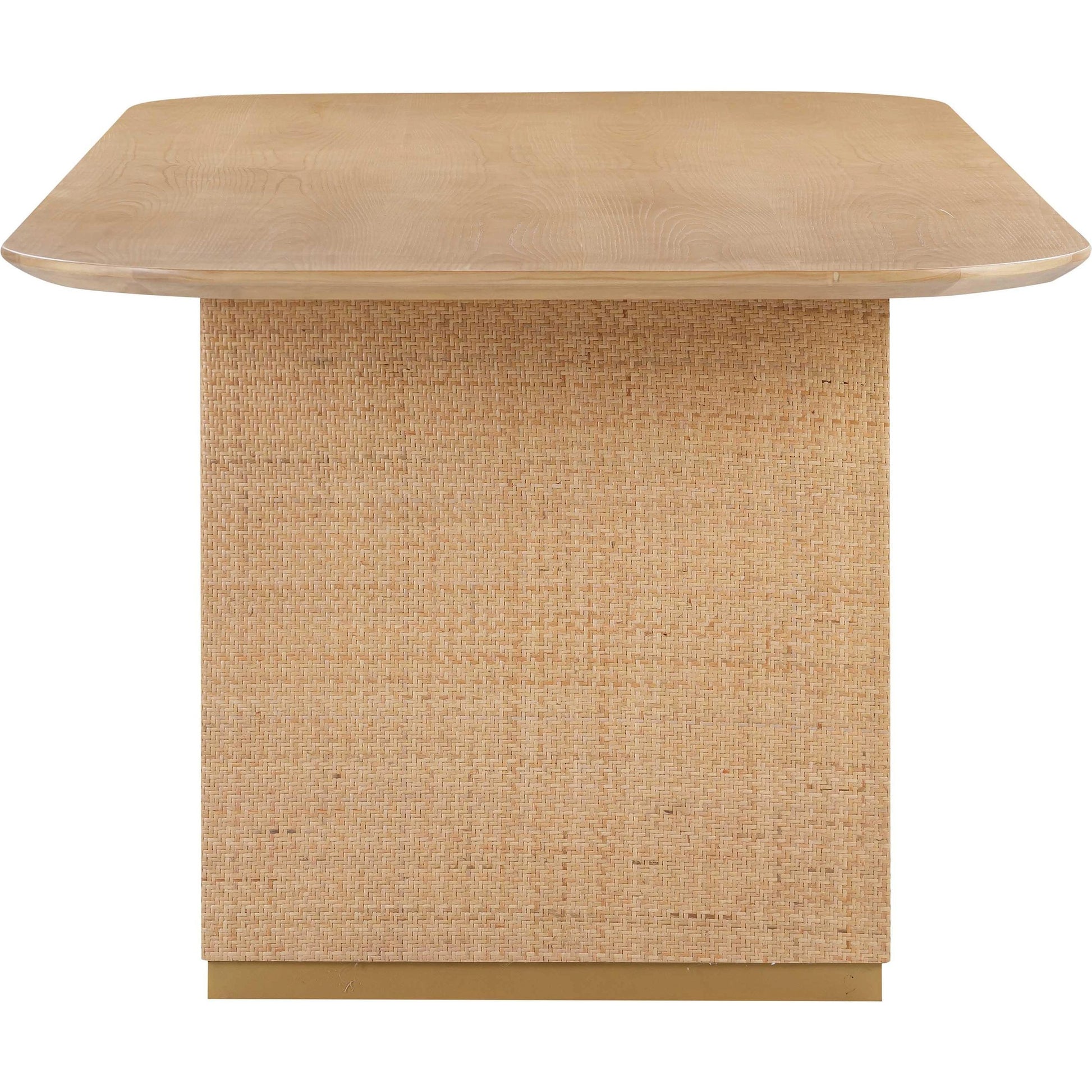 Akiba Rectangular Dining Table by TOV Furniture in natural. Made from ash veneer, iron, mdf, pine, rattan in a modern style.