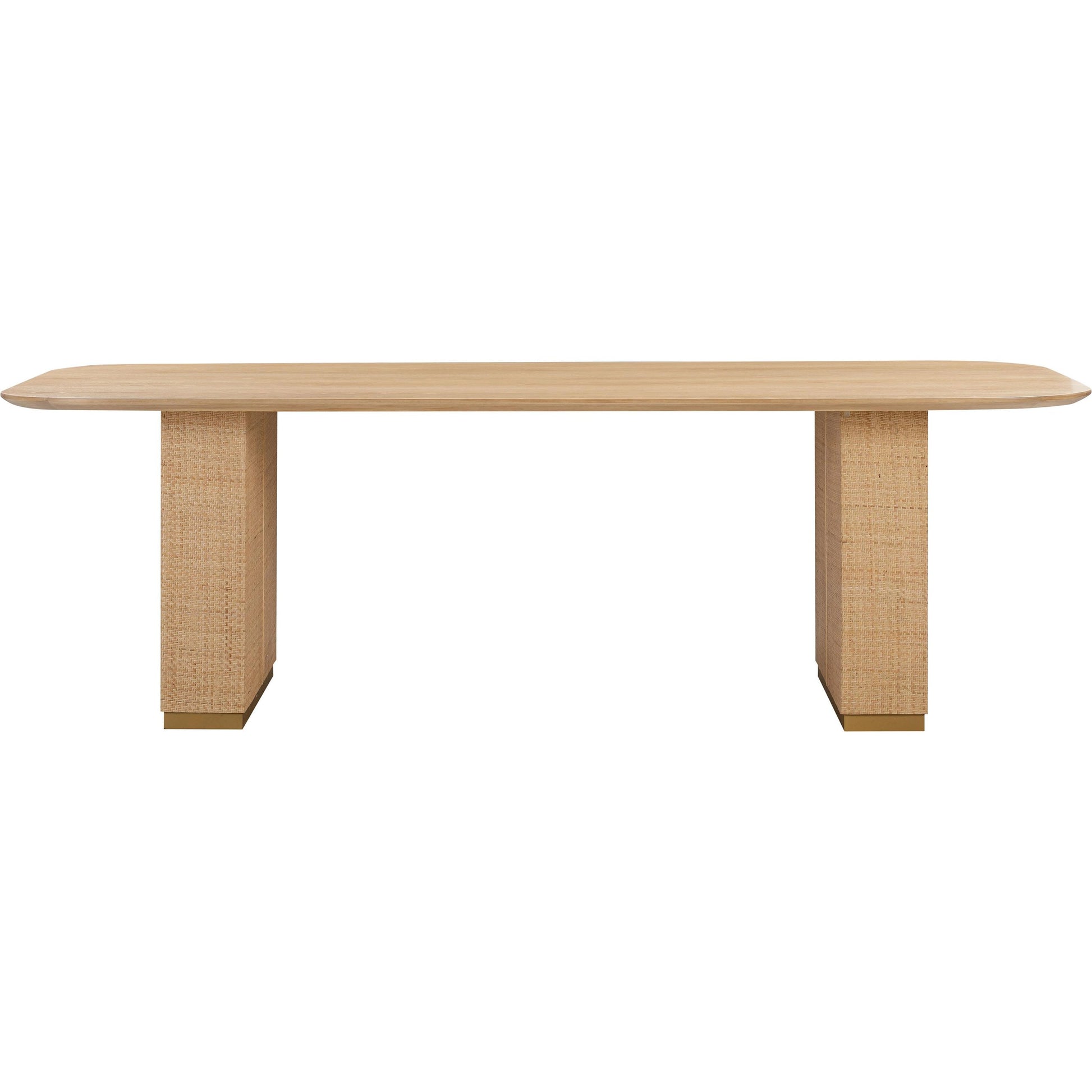 Akiba Rectangular Dining Table by TOV Furniture in natural. Made from ash veneer, iron, mdf, pine, rattan in a modern style.