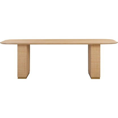 Akiba Rectangular Dining Table by TOV Furniture in natural. Made from ash veneer, iron, mdf, pine, rattan in a modern style.