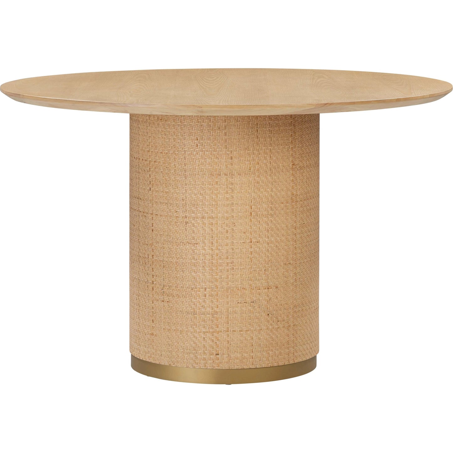 002 SI-2107242 | Primary Silo | Akiba Round Dining Table by TOV Furniture in natural. Made from ash veneer, iron, mdf, pine, rattan in a modern style.