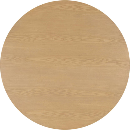 Akiba Round Dining Table by TOV Furniture in natural. Made from ash veneer, iron, mdf, pine, rattan in a modern style.