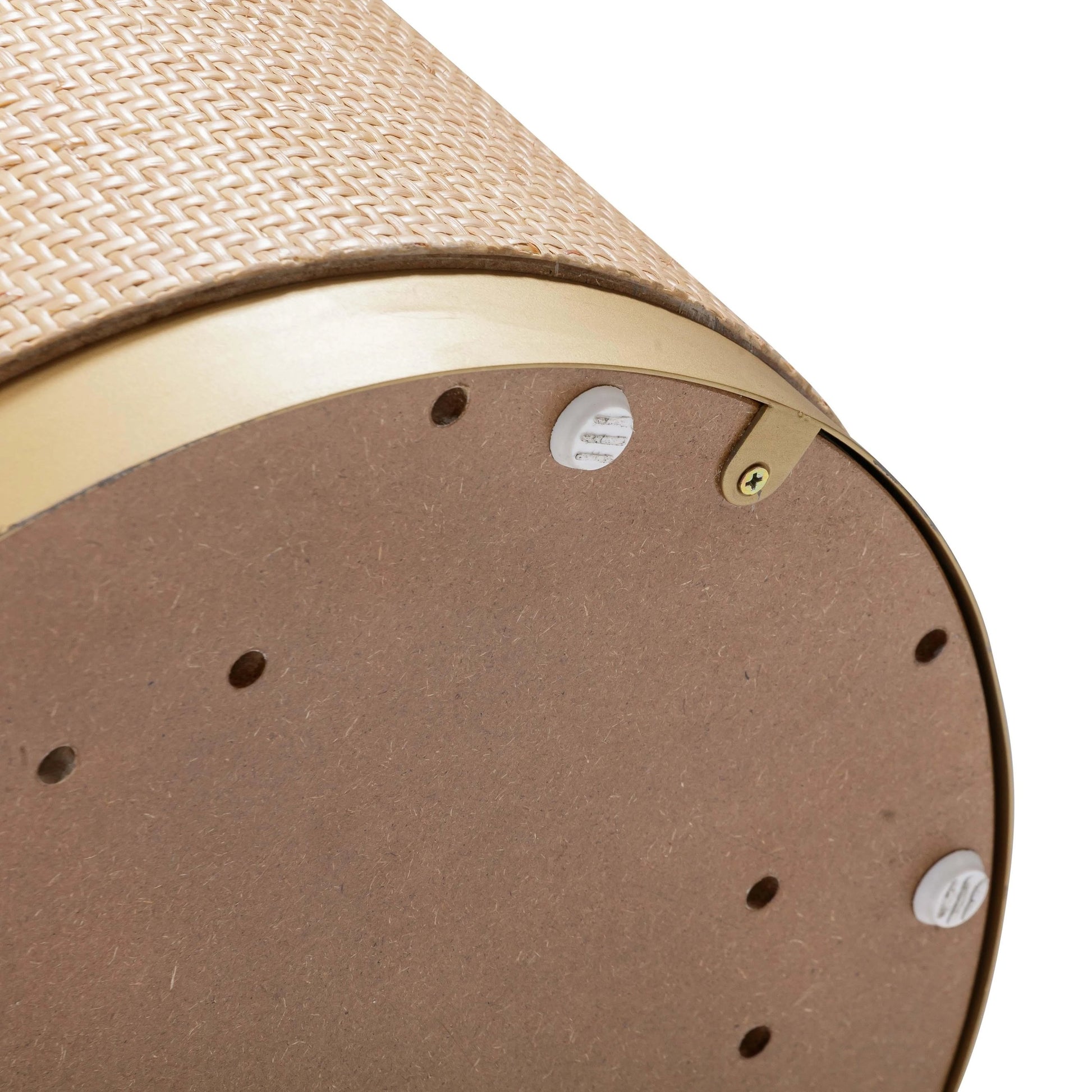 Akiba Round Dining Table by TOV Furniture in natural. Made from ash veneer, iron, mdf, pine, rattan in a modern style.