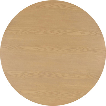 Akiba Round Dining Table by TOV Furniture in natural. Made from ash veneer, iron, mdf, pine, rattan in a modern style.