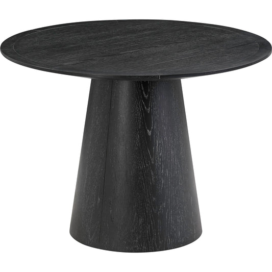 Sahara Round Dining Table by TOV Furniture in black. Made from concrete, mdf, oak veneer, plywood, rubberwood in a modern style.