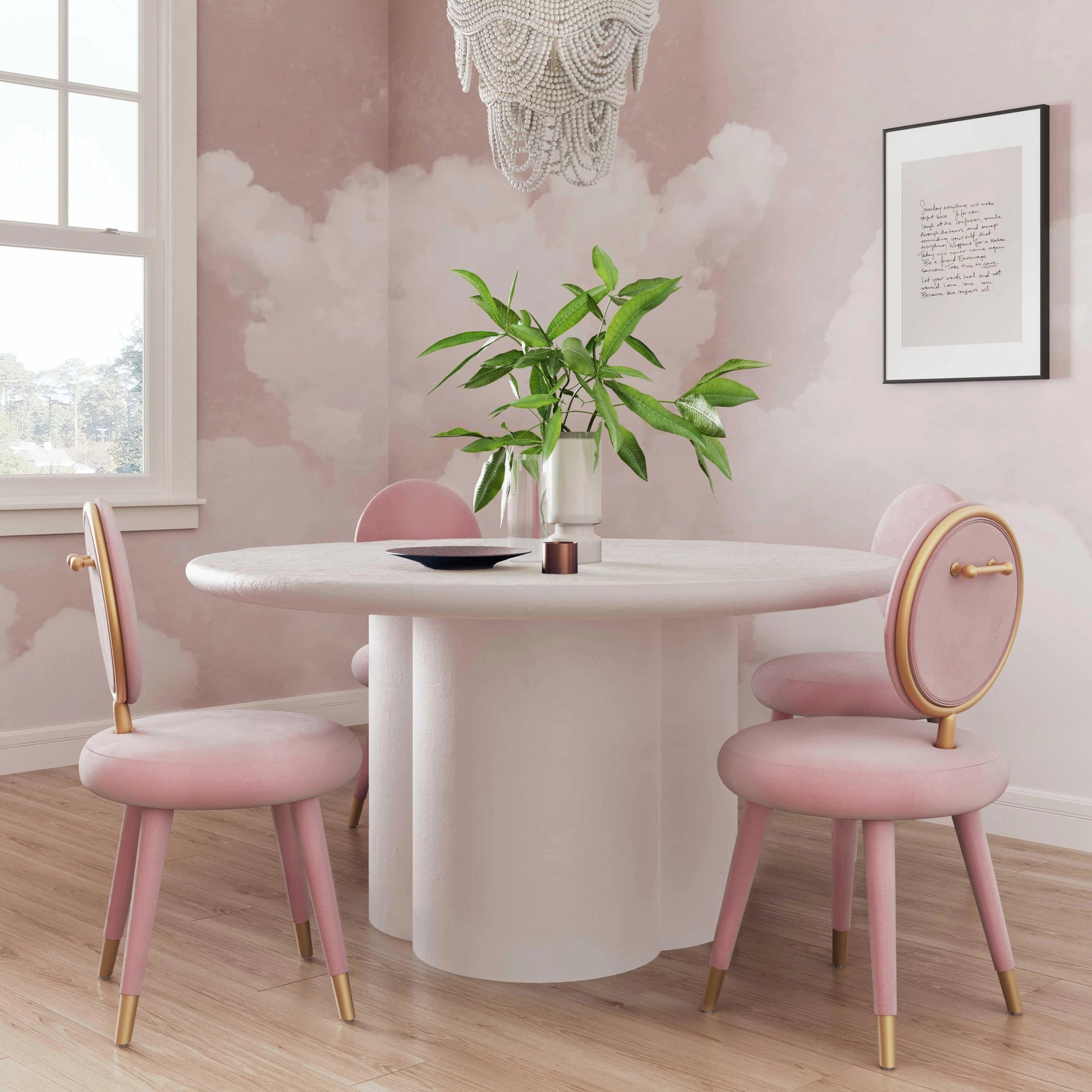Elika Round Dining Table by TOV Furniture. Made from concrete in a modern style.