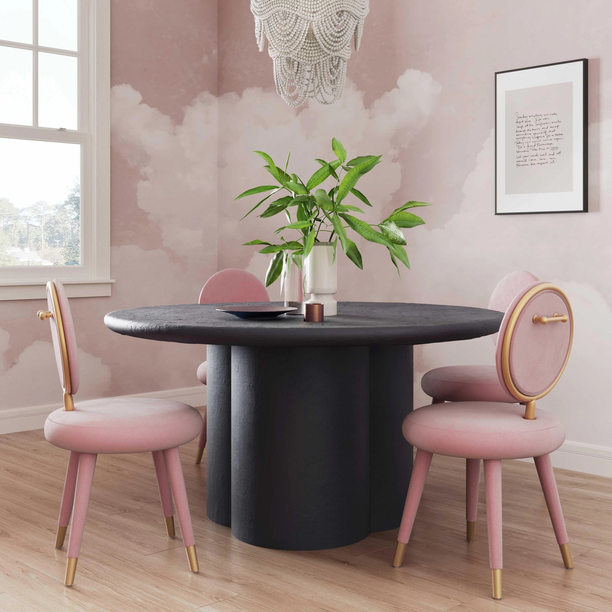 Elika Round Dining Table by TOV Furniture. Made from concrete in a modern style.