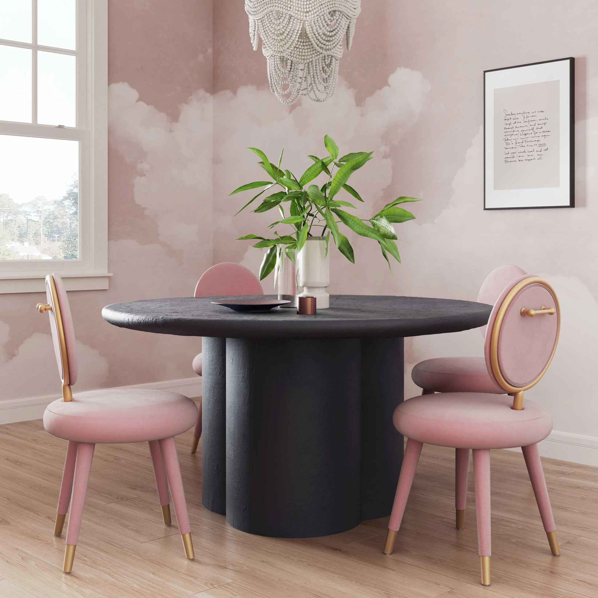 Elika Round Dining Table by TOV Furniture. Made from concrete in a modern style.