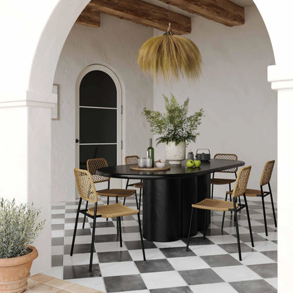 Elika Faux Plaster Oval Dining Table by TOV Furniture. Made from concrete in a modern style.