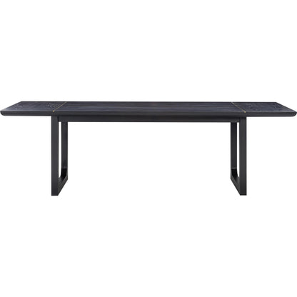 Shiloh Rectangular Dining Table by TOV Furniture in black. Made from acacia veneer, iron, mdf in a modern style.