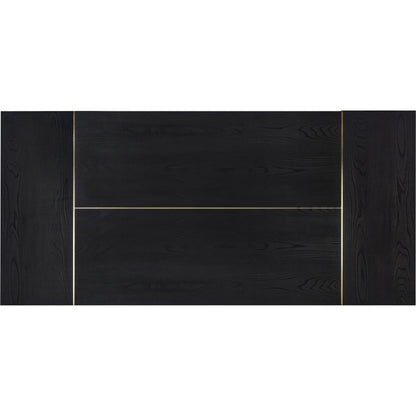 Shiloh Rectangular Dining Table by TOV Furniture in black. Made from acacia veneer, iron, mdf in a modern style.
