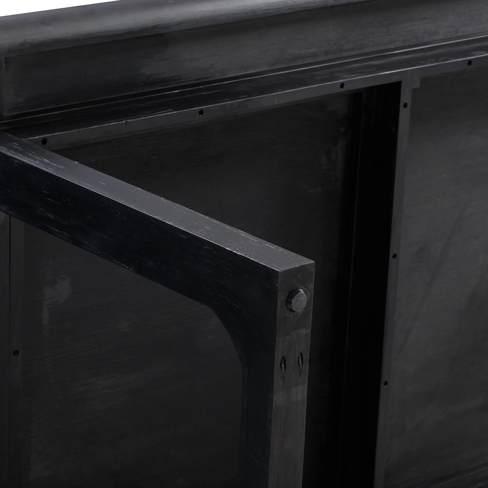 Shiloh Rectangular Dining Table by TOV Furniture in black. Made from acacia veneer, iron, mdf in a modern style.
