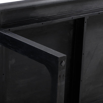 Shiloh Rectangular Dining Table by TOV Furniture in black. Made from acacia veneer, iron, mdf in a modern style.