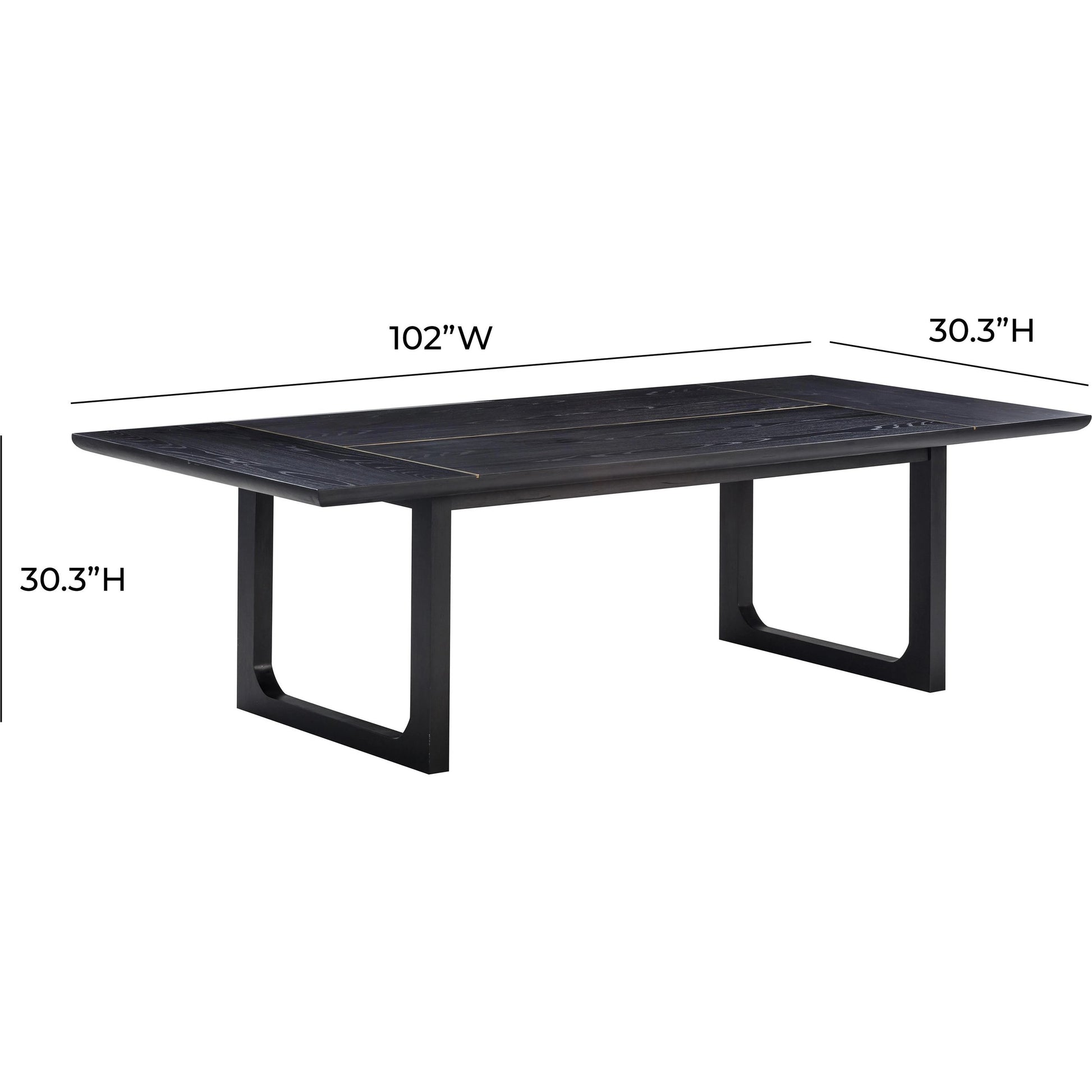 Shiloh Rectangular Dining Table by TOV Furniture in black. Made from acacia veneer, iron, mdf in a modern style.