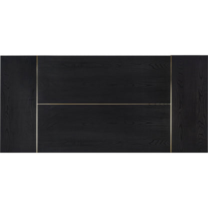 Shiloh Rectangular Dining Table by TOV Furniture in black. Made from acacia veneer, iron, mdf in a modern style.