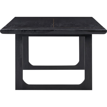 Shiloh Rectangular Dining Table by TOV Furniture in black. Made from acacia veneer, iron, mdf in a modern style.