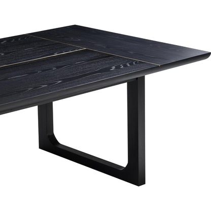 Shiloh Rectangular Dining Table by TOV Furniture in black. Made from acacia veneer, iron, mdf in a modern style.