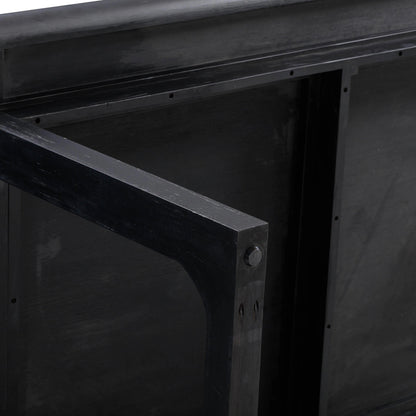 Shiloh Rectangular Dining Table by TOV Furniture in black. Made from acacia veneer, iron, mdf in a modern style.