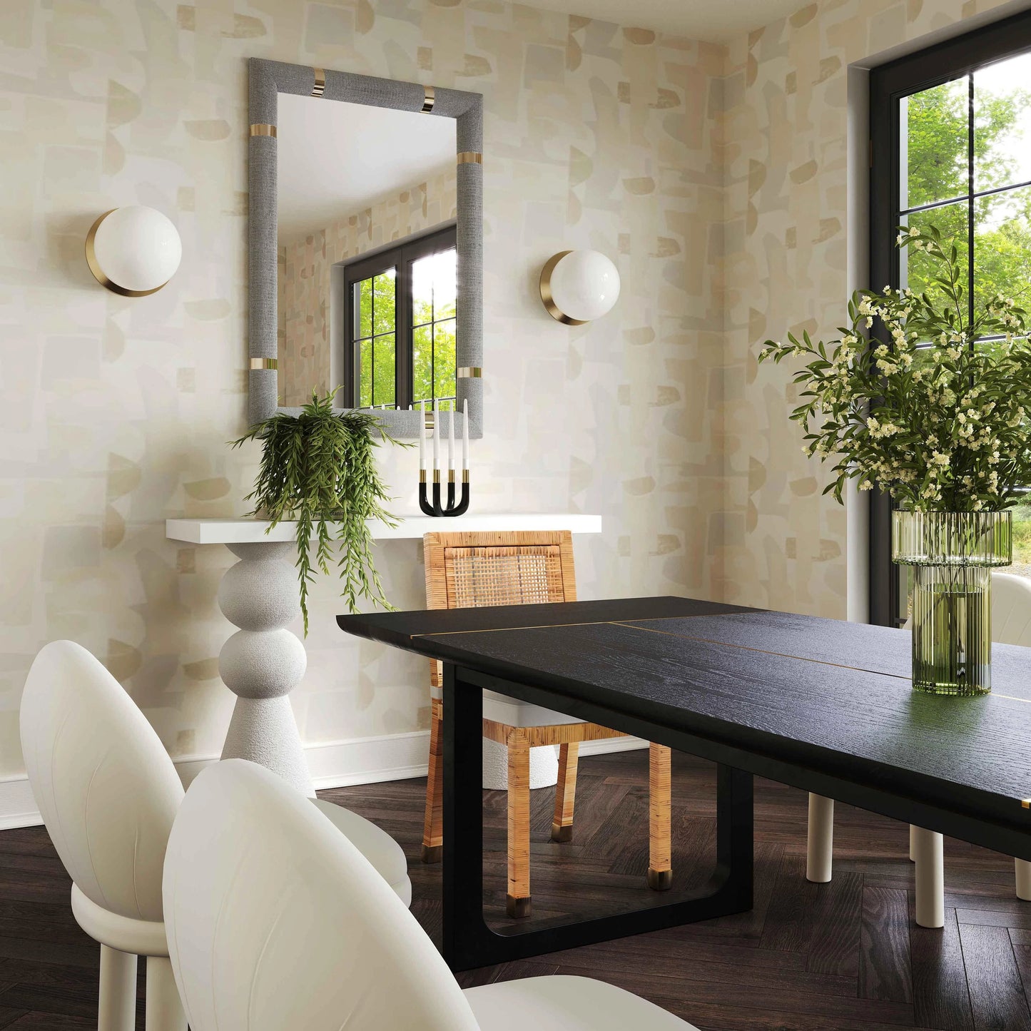 008 SI-2107541 | Lifestyle | Shiloh Rectangular Dining Table by TOV Furniture in black. Made from acacia veneer, iron, mdf in a modern style.