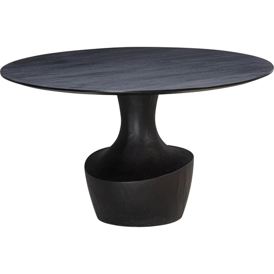 Gevra Black Acacia & Faux Plaster Dining Table by TOV Furniture in black. Made from acacia veneer, concrete, mdf in a modern style.
