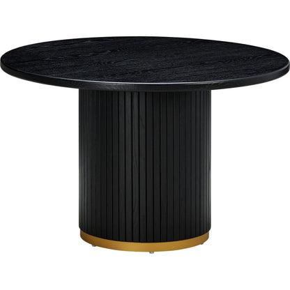 Chelsea Round Dining Table by TOV Furniture in black. Made from mdf, metal, oak, oak veneer in a modern style.