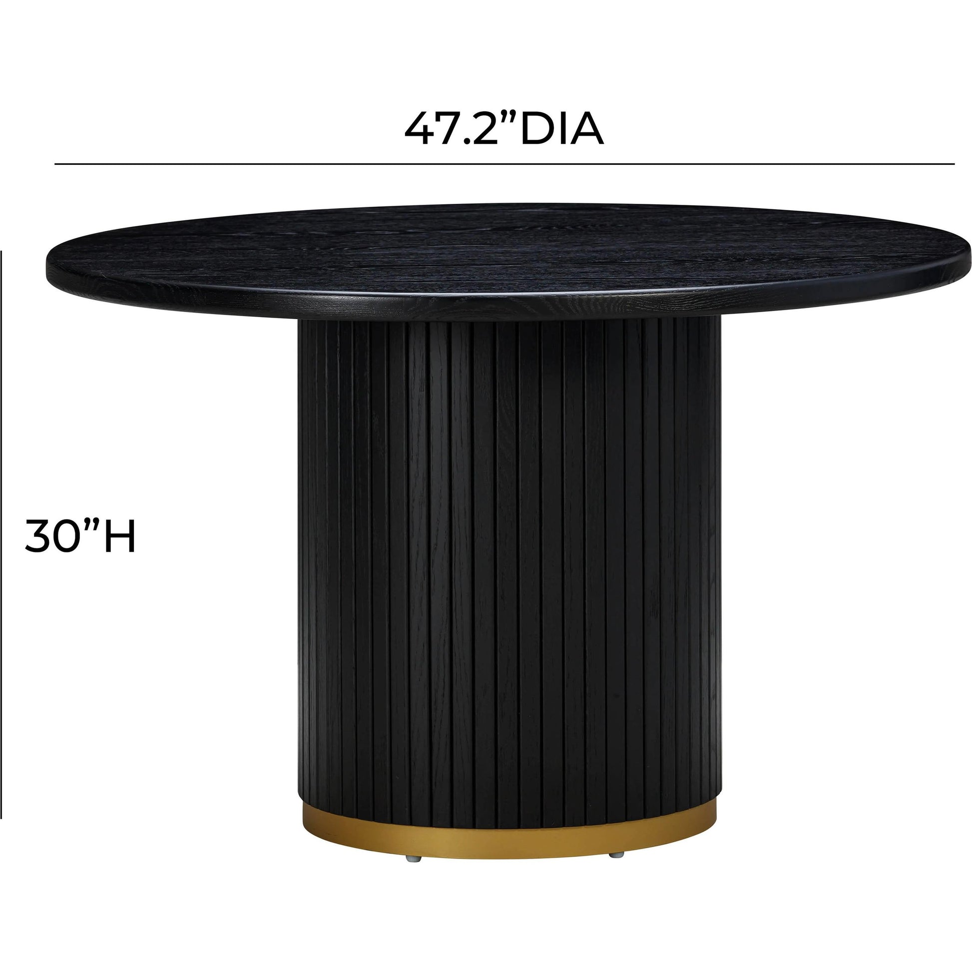 Chelsea Round Dining Table by TOV Furniture in black. Made from mdf, metal, oak, oak veneer in a modern style.