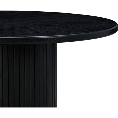 Chelsea Round Dining Table by TOV Furniture in black. Made from mdf, metal, oak, oak veneer in a modern style.