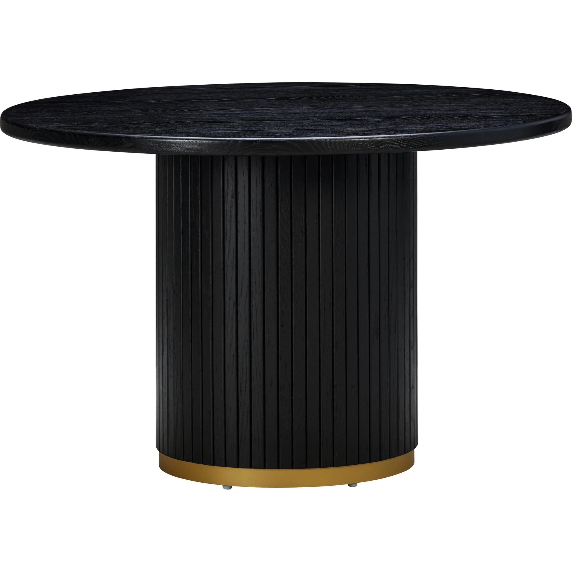 Chelsea Round Dining Table by TOV Furniture in black. Made from mdf, metal, oak, oak veneer in a modern style.