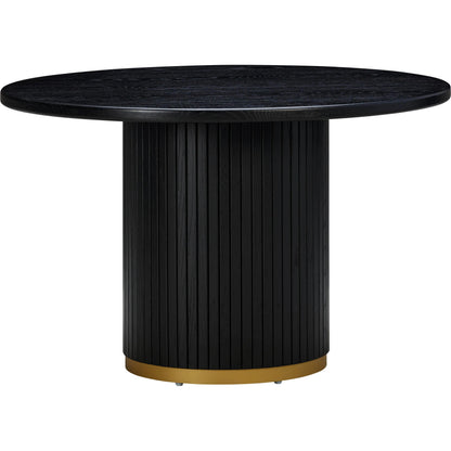 Chelsea Round Dining Table by TOV Furniture in black. Made from mdf, metal, oak, oak veneer in a modern style.