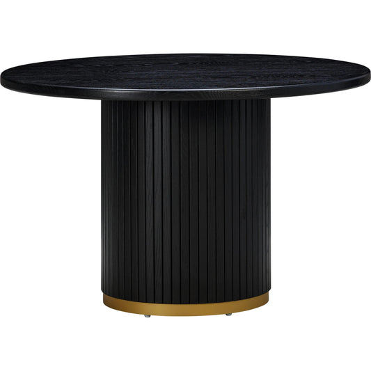 Chelsea Round Dining Table by TOV Furniture in black. Made from mdf, metal, oak, oak veneer in a modern style.