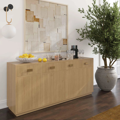 Aria Oak Buffet by TOV Furniture. Made from mdf, metal, rubberwood, veneer in a modern style.