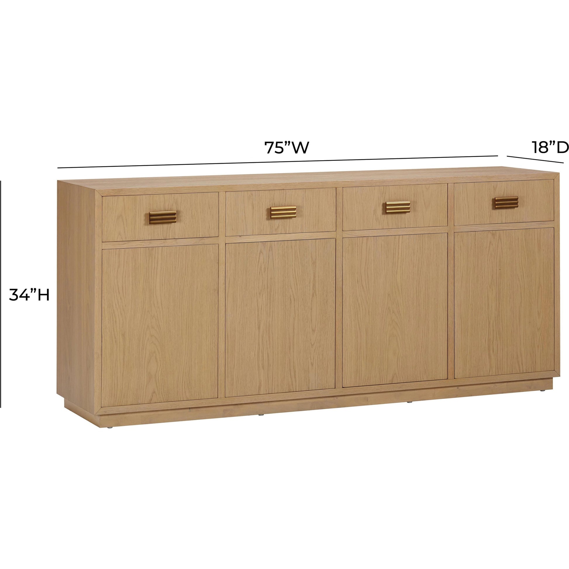 Aria Oak Buffet by TOV Furniture. Made from mdf, metal, rubberwood, veneer in a modern style.