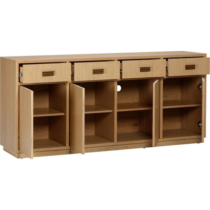 Aria Oak Buffet by TOV Furniture. Made from mdf, metal, rubberwood, veneer in a modern style.
