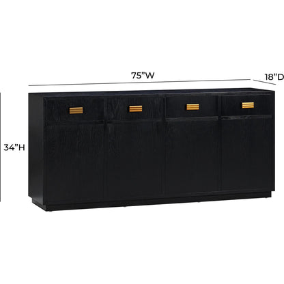 Aria Oak Buffet by TOV Furniture. Made from mdf, metal, rubberwood, veneer in a modern style.