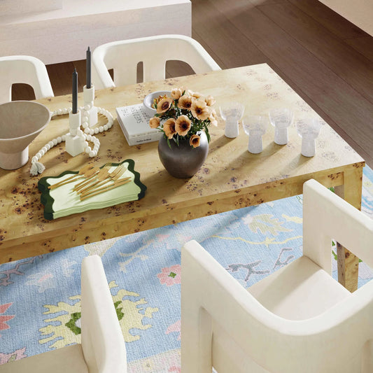 Brandyss Burl Rectangular Dining Table by TOV Furniture in natural. Made from mdf, veneer, wood in a unique style.