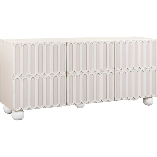 Tori Motif Buffet by TOV Furniture in taupe. Made from mdf, rubberwood in a unique style.