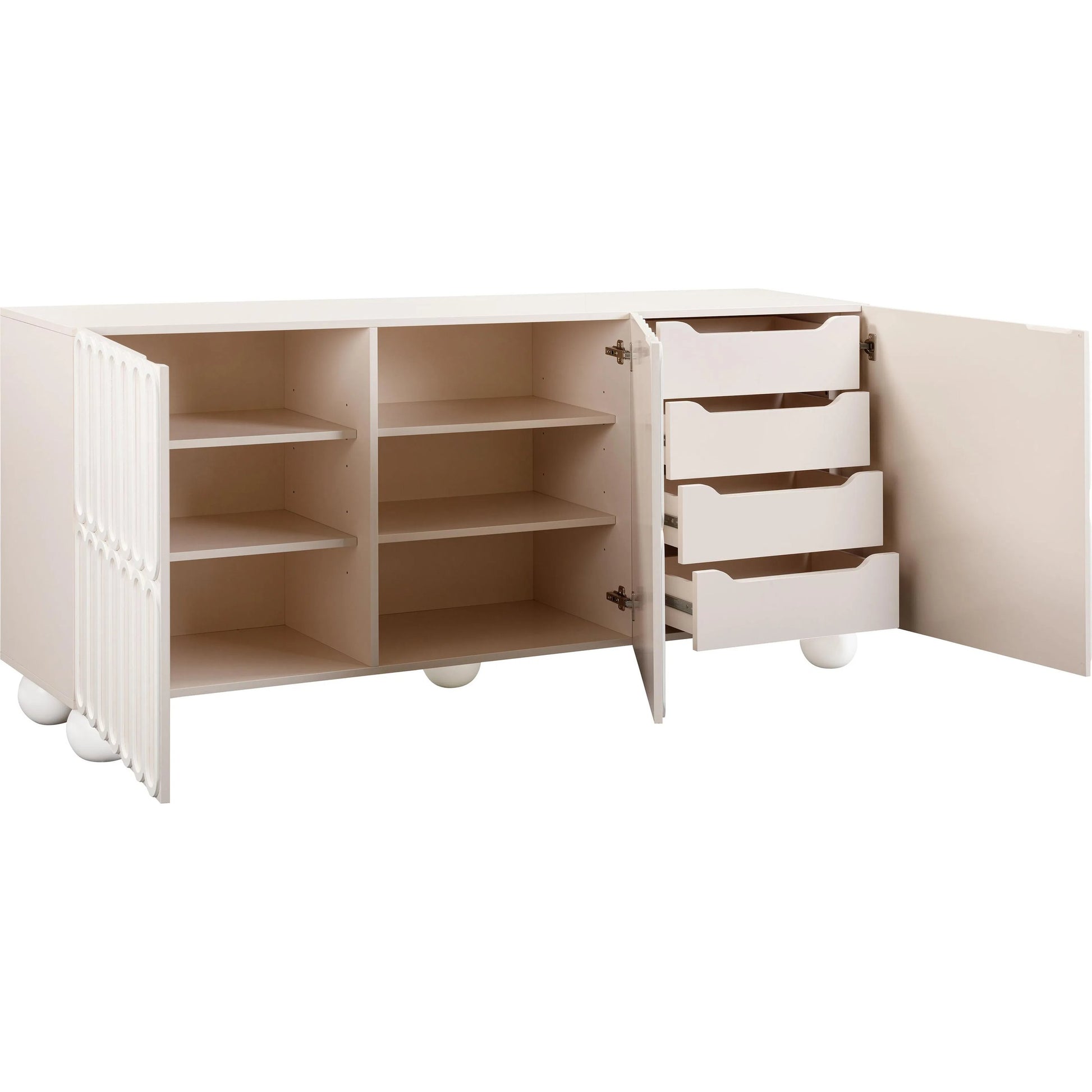 Tori Motif Buffet by TOV Furniture in taupe. Made from mdf, rubberwood in a eclectic & global style.