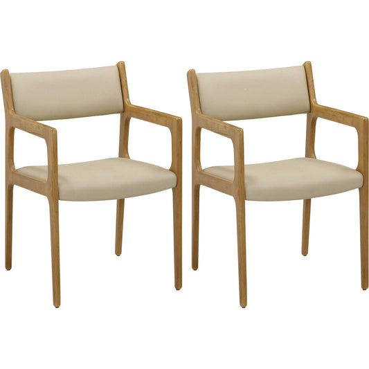 Ari Performance Vegan Leather Dining Chair by TOV Furniture in cream. Made from faux leather, wood in a unique style.