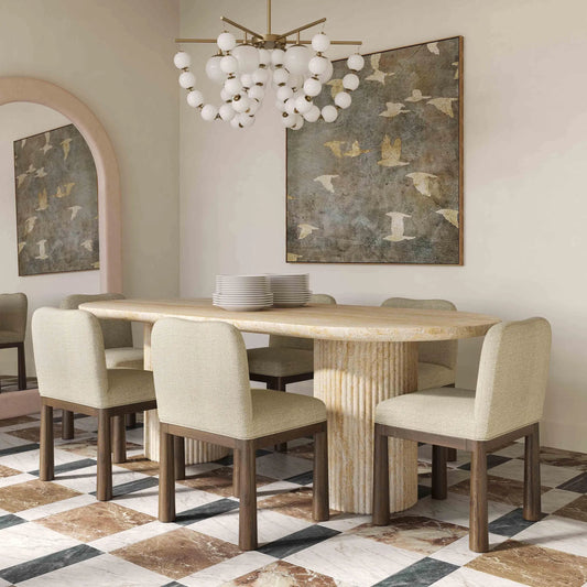 Brut Concrete Patterned Indoor/Outdoor Oval Dining Table by TOV Furniture. Made from concrete in a unique style.