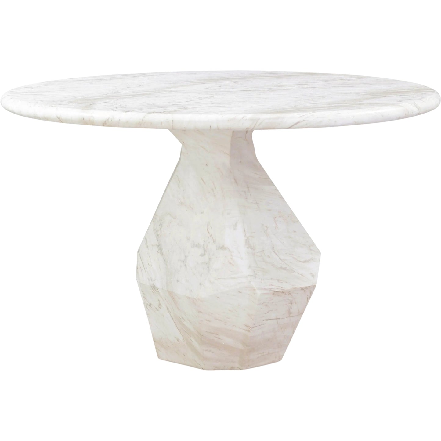 001 SI-2356293 | Primary Silo | Esme Faux Marble Indoor/Outdoor Round Dining Table by TOV Furniture in white. Made from concrete in a modern style.