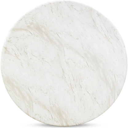 Esme Faux Marble Indoor/Outdoor Round Dining Table by TOV Furniture in white. Made from concrete in a modern style.