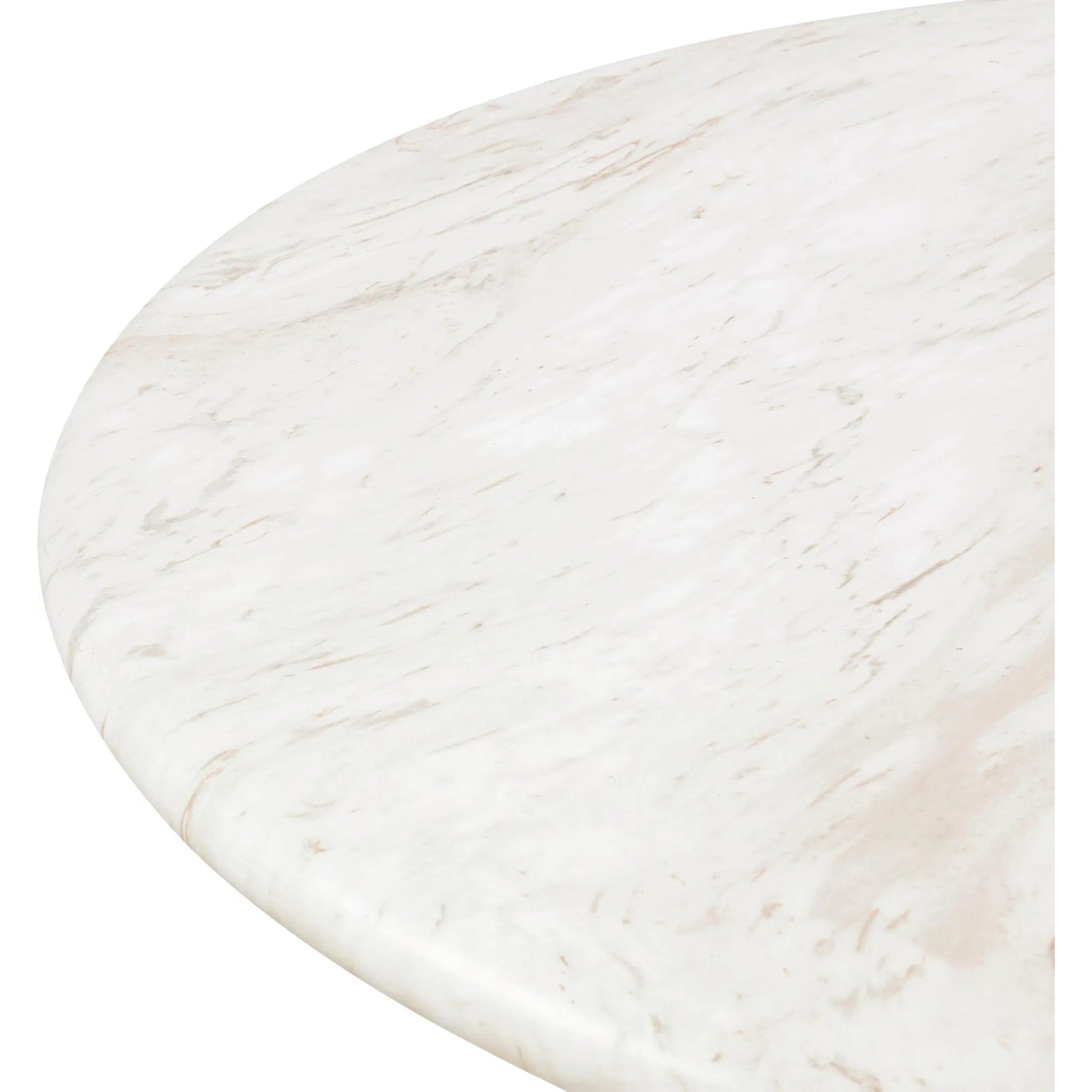 Esme Faux Marble Indoor/Outdoor Round Dining Table by TOV Furniture in white. Made from concrete in a modern style.
