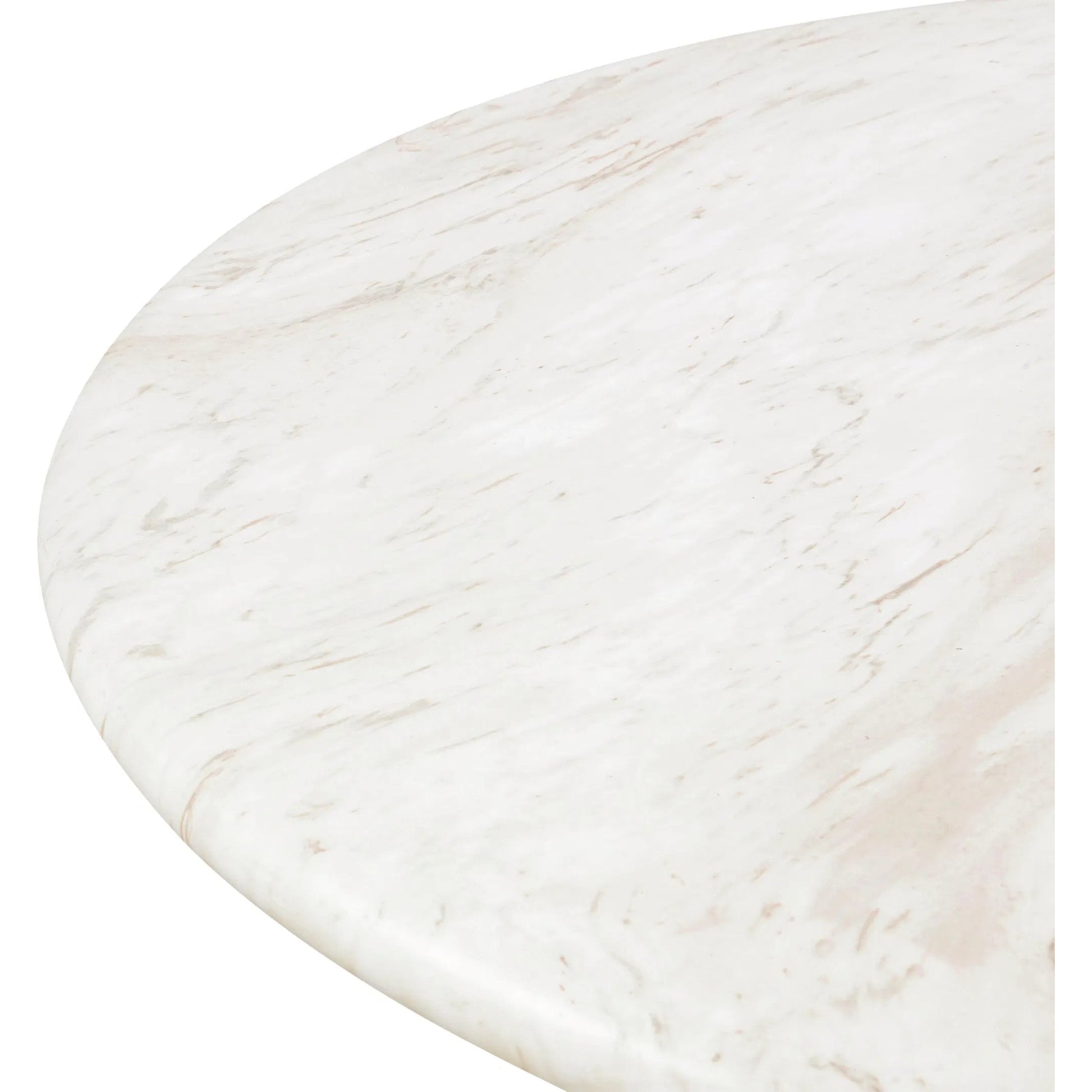 Esme Faux Marble Indoor/Outdoor Round Dining Table by TOV Furniture in white. Made from concrete in a modern style.
