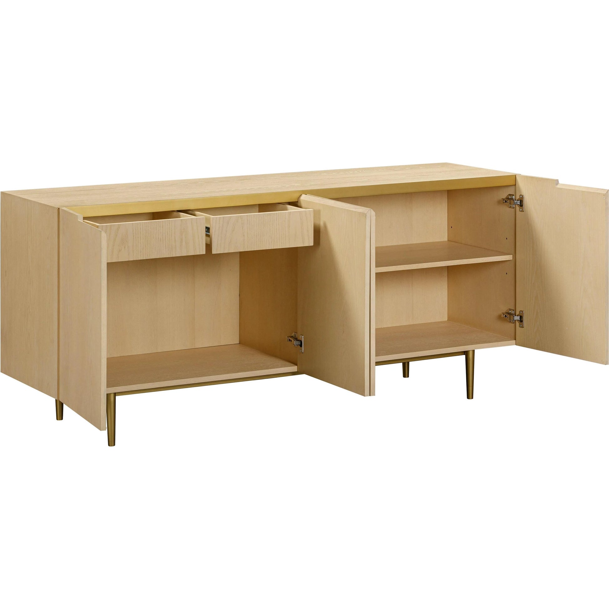 Echo Washed Natural Ash Sideboard by TOV Furniture in natural. Made from iron, mdf, veneer in a transitional style.